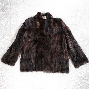 Vintage 80s Mademoiselle Coat Jacket Womens Large Rabbit Fur Long Sleeve